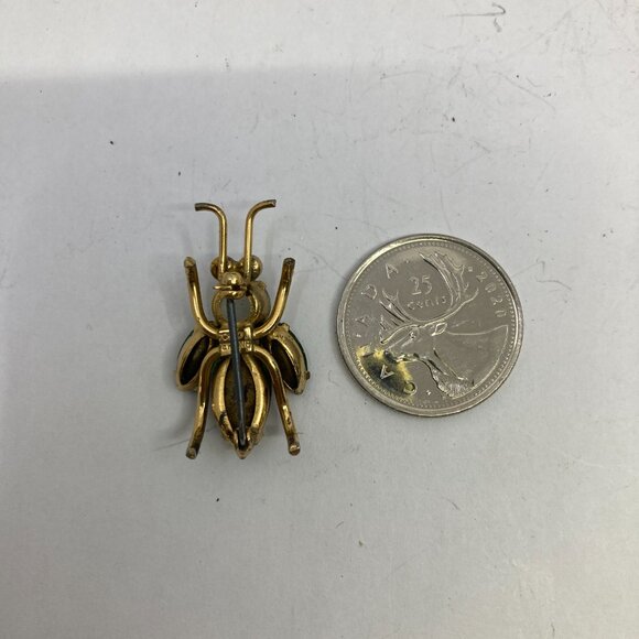 Vtg 1940s CORO STERLING   glass bug fly insect brooch - Picture 2 of 2